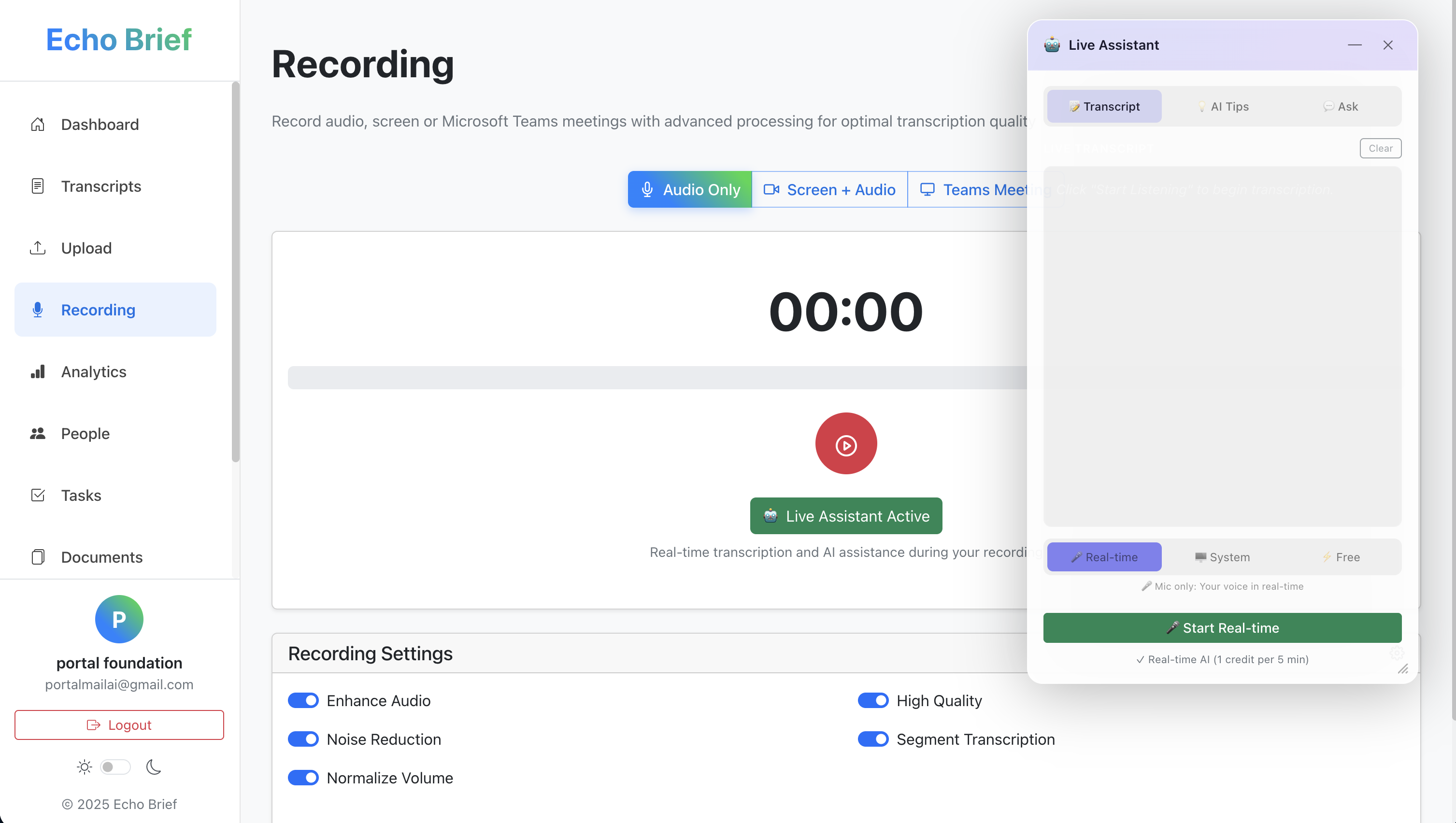 EchoBrief Interface