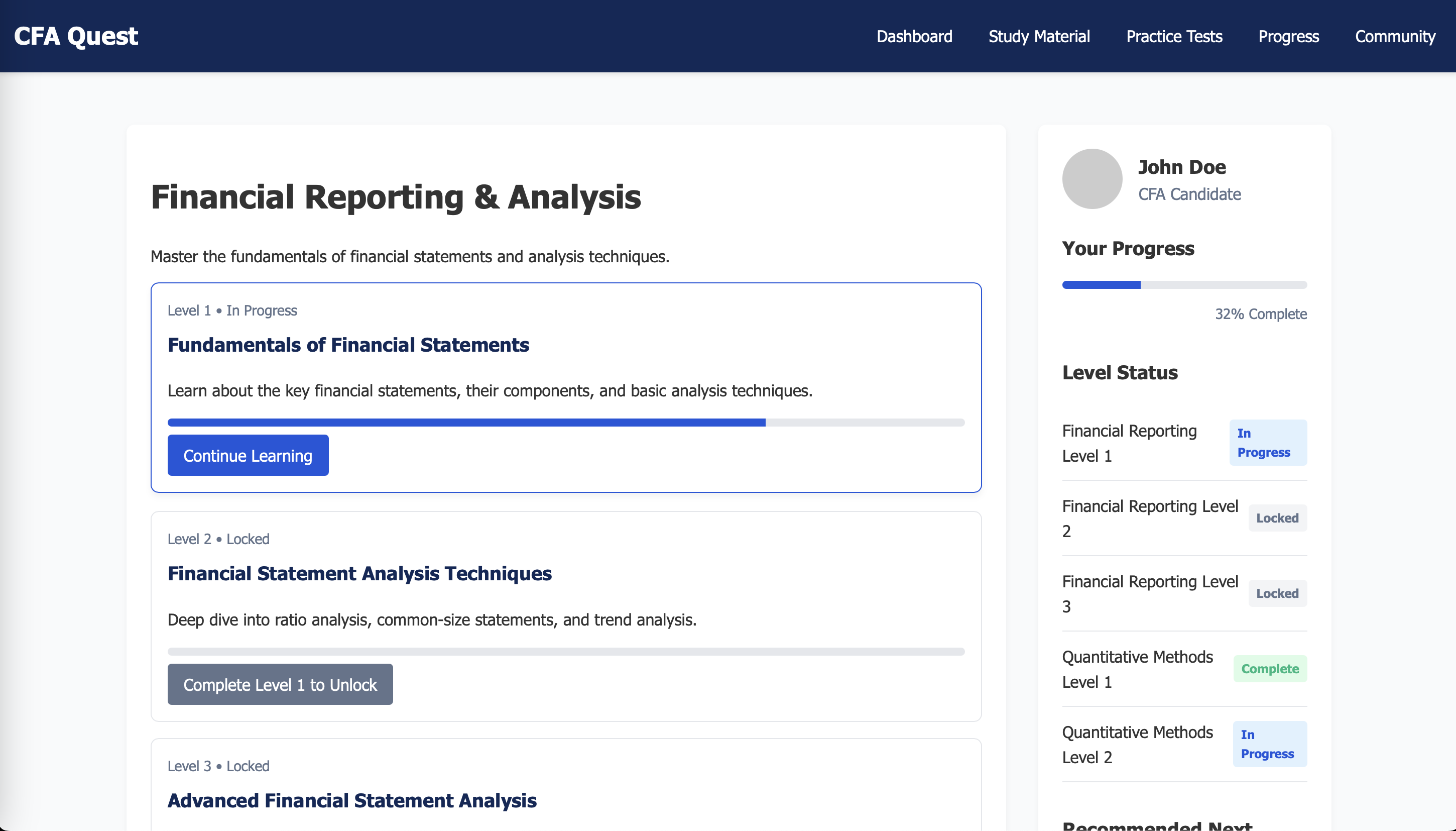 CFA Learning Platform project image